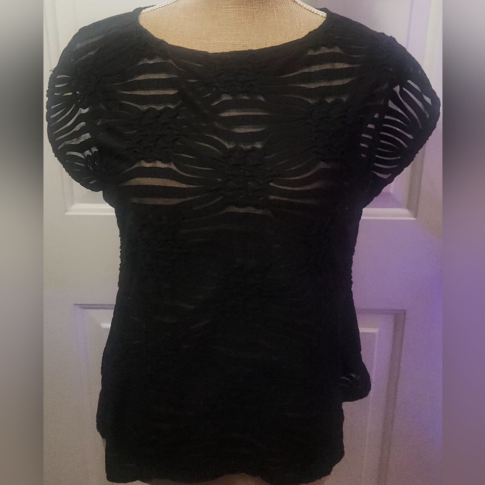 Nu Options Black Lace Blouse Size PL